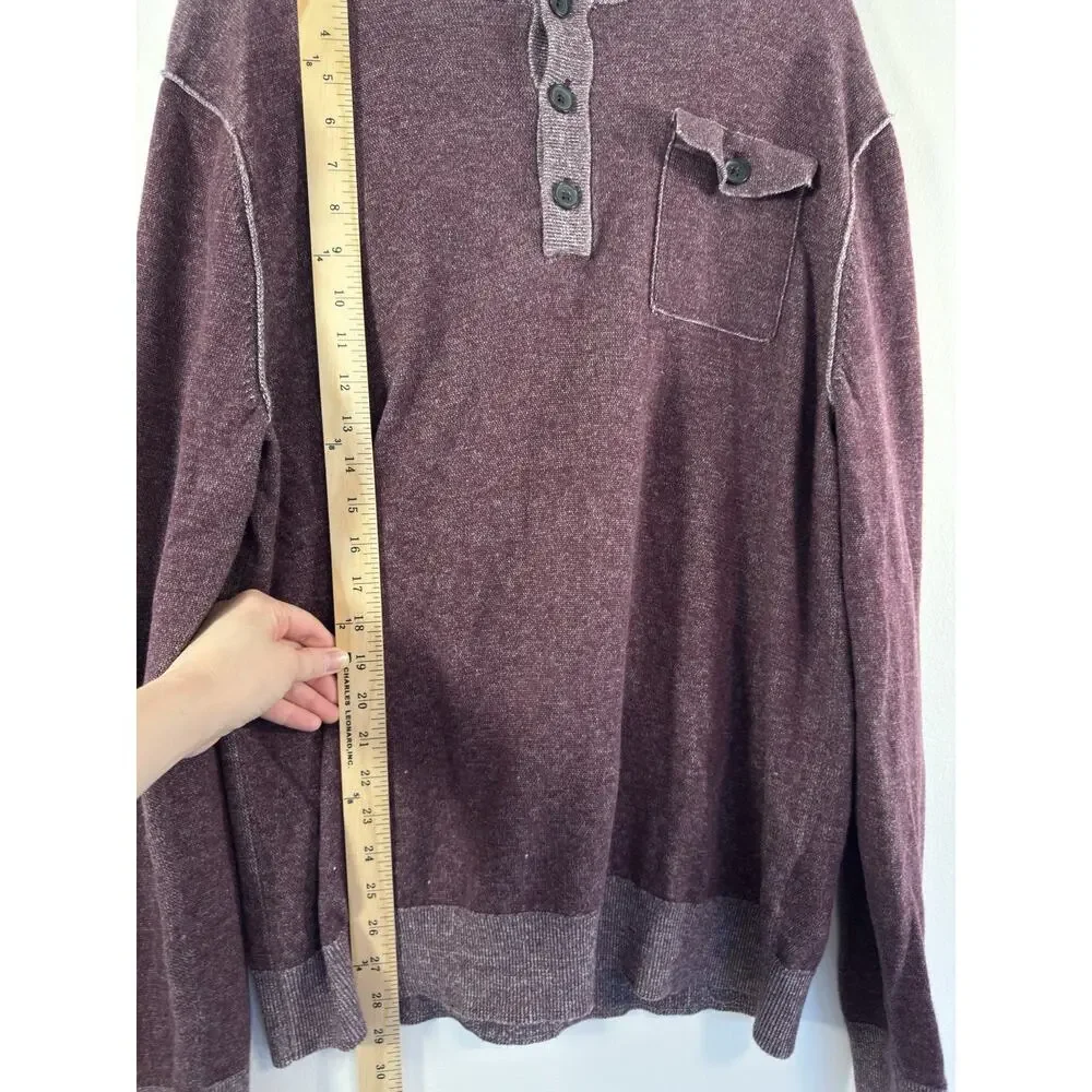 MENS BANANA REPUBLIC 100% COTTON 3 BUTTON‎ HENLEY SWEATER SIZE XL MAROON
